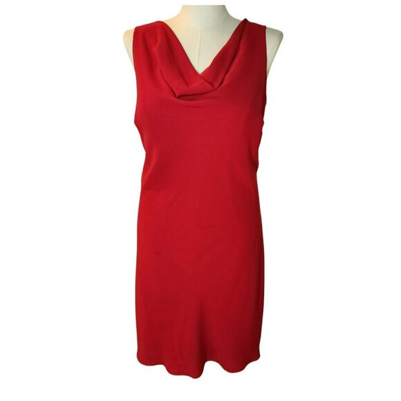 Simonton Says Dress 1X | Red Shift | Drape Neck | Sleeveless | Office to Cocktai - Picture 1 of 7